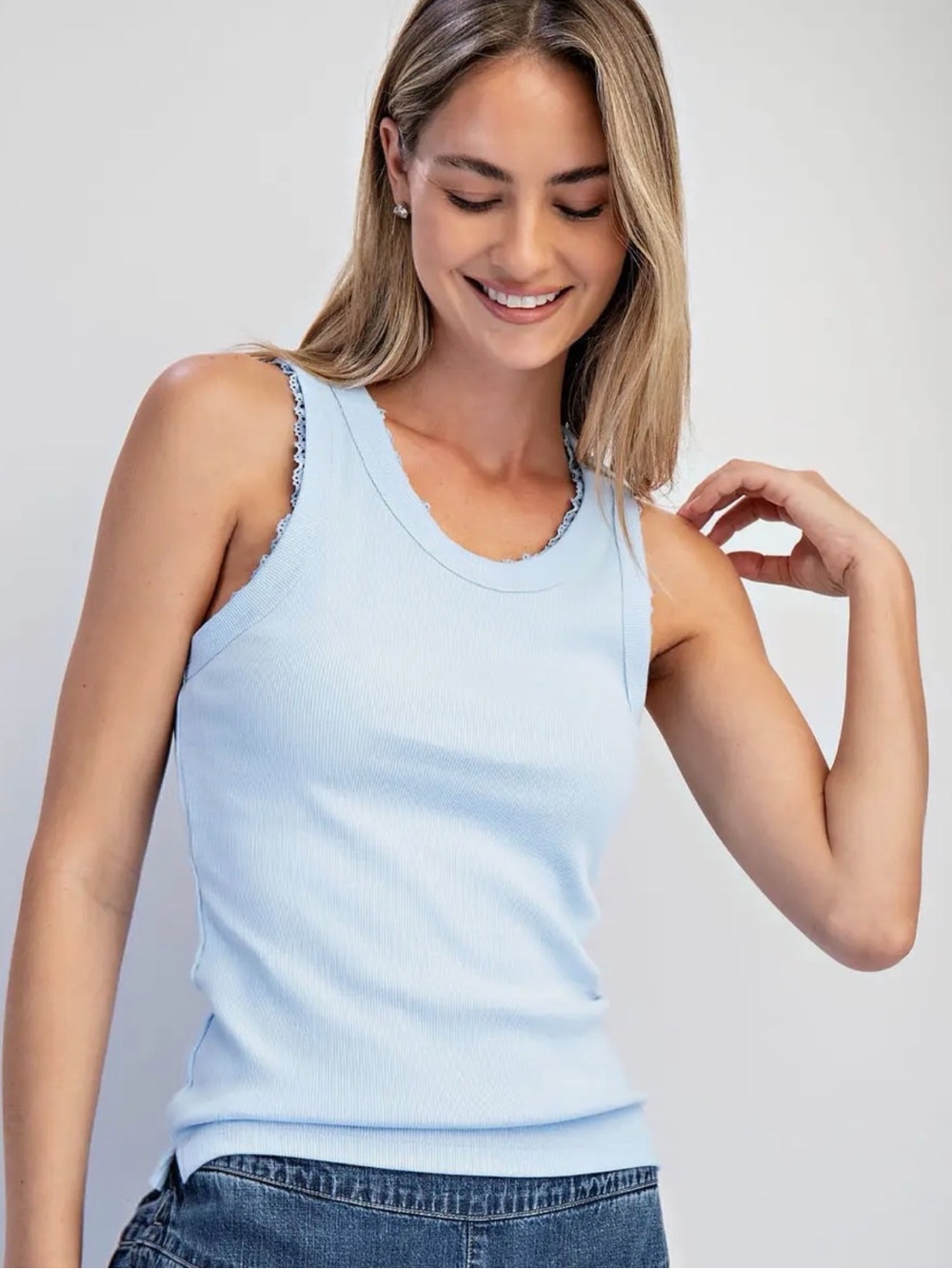 Light Blue Ribbed Tank Top